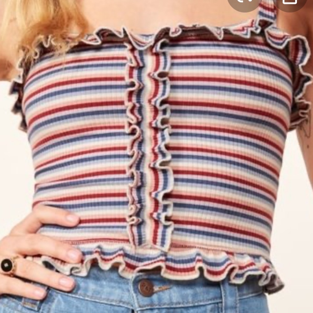 COPY - Reformation trixie ruffle striped top